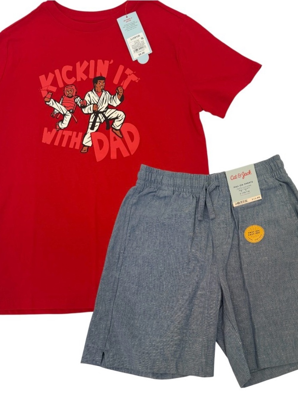Boys Summer Outfit Bundle Size 10/12 NWT Shirt & Cat & Jack Shorts